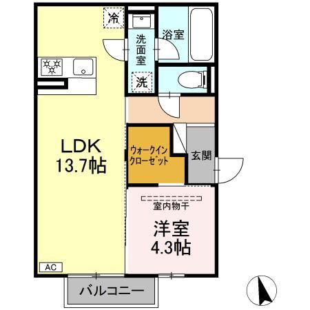 パルミエ III(1LDK/2階)の間取り写真