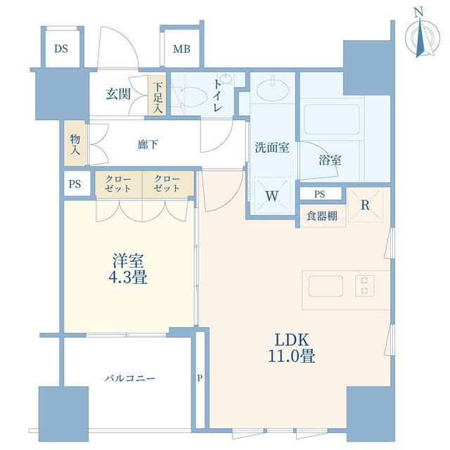 ブランズ大手町(1LDK/2階)の間取り写真