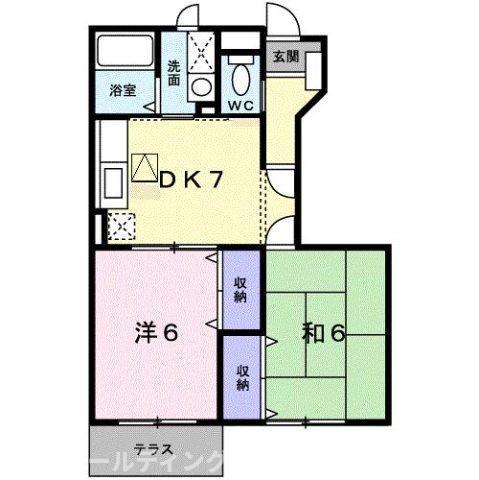 プラースIII(2DK/1階)の間取り写真
