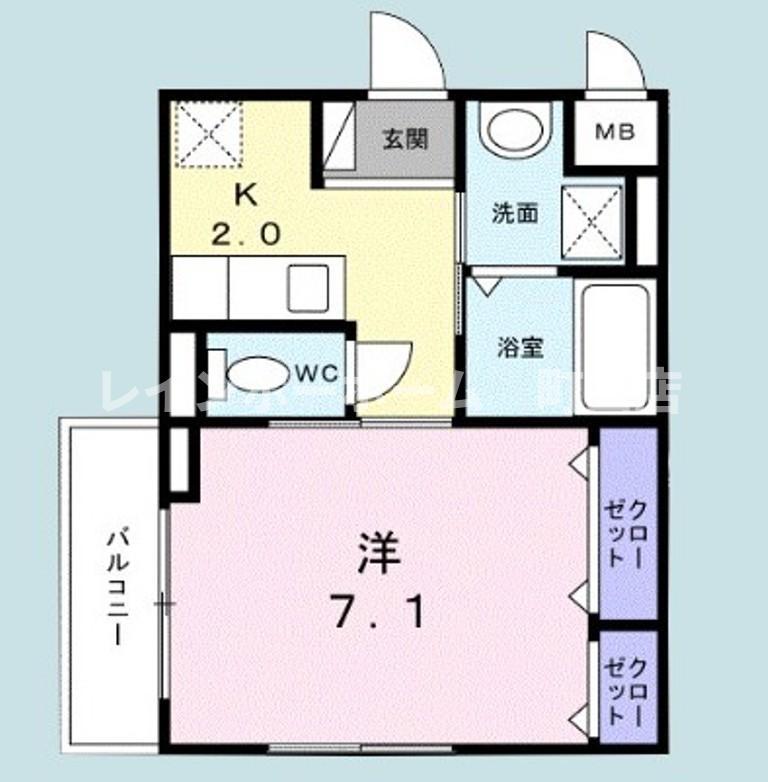 プリムヴェールⅤ(1K/2階)の間取り写真