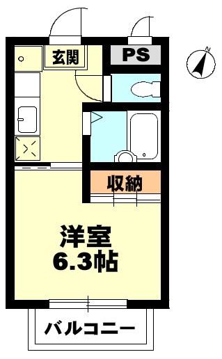 アトム7-ARK(1K/2階)の間取り写真
