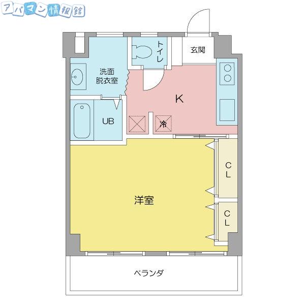 メゾンカフカス(1K/6階)の間取り写真