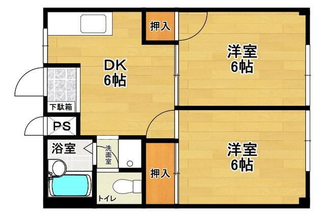 シティハイツアイランド(2DK/1階)の間取り写真