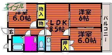 アーバニスト岡山(3LDK/3階)の間取り写真