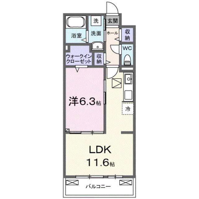 ポムドパン北花田(1LDK/1階)の間取り写真