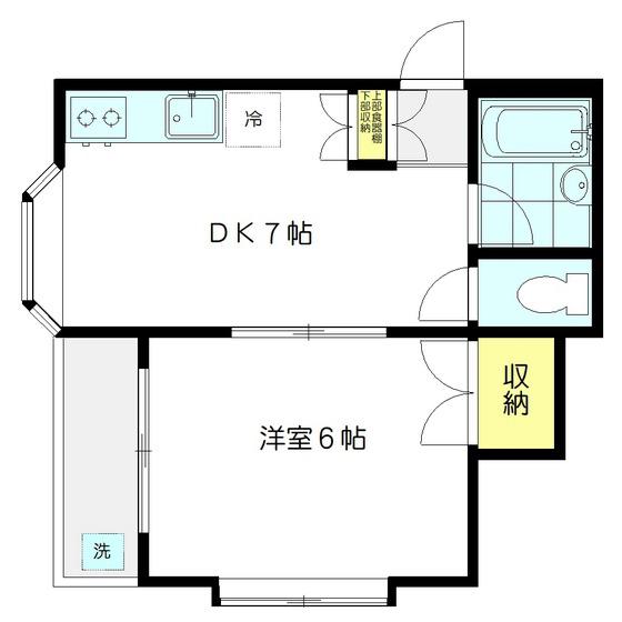 スカイコート(1DK/1階)の間取り写真