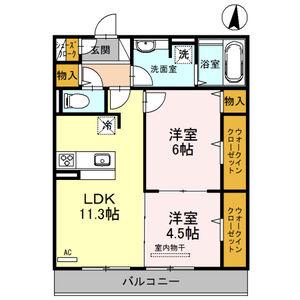 アコルデ西岩田(2LDK/3階)の間取り写真