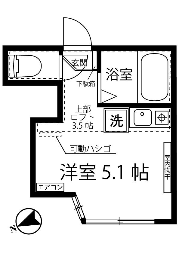 ユナイト渡田ジョンウェブスター(ワンルーム/1階)の間取り写真