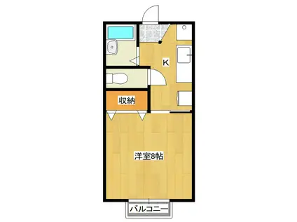 フラワーキャッスルB棟(1K/2階)の間取り写真