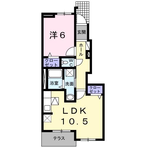 カーサブリランテ(1LDK/1階)の間取り写真
