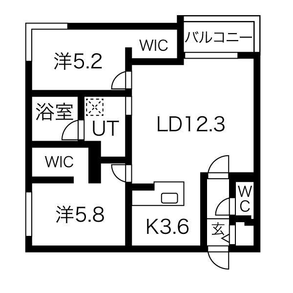 CG HOMES 南11条(2LDK/4階)の間取り写真