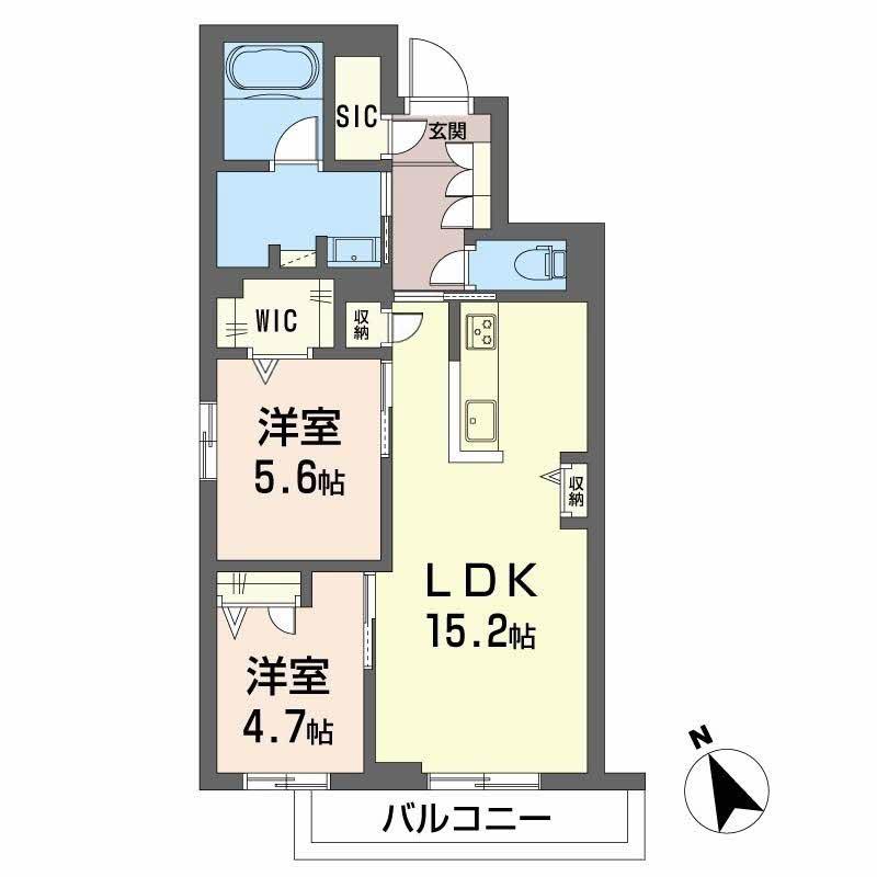 LA MAISON CALME(2LDK/2階)の間取り写真