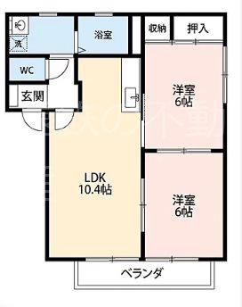 サンライズIII(2LDK/2階)の間取り写真