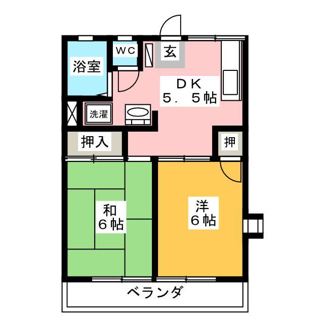 ファミール恵(2DK/1階)の間取り写真