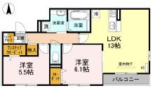スリーズM(2LDK/3階)の間取り写真
