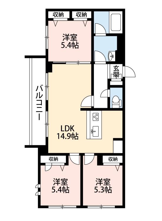 リラフォートタカマツ(3LDK/2階)の間取り写真