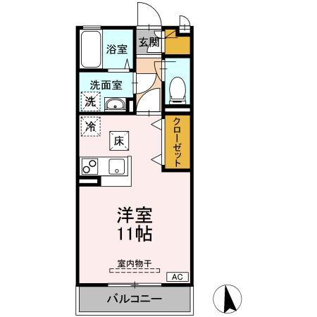 ルフラン(ワンルーム/1階)の間取り写真