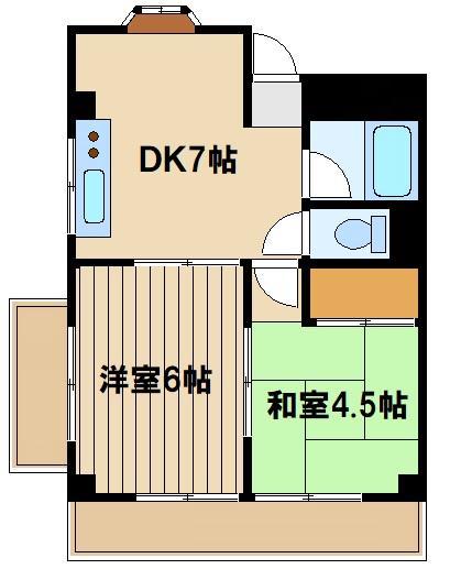 ビクニマンション(2DK/2階)の間取り写真