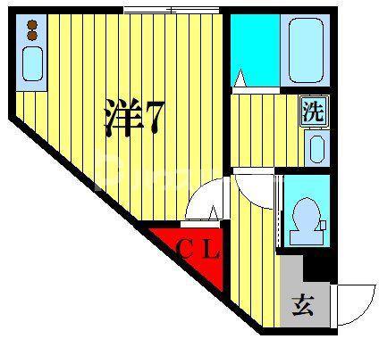 レジデンス新松戸(ワンルーム/2階)の間取り写真