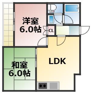 アーバンライフ巽(2LDK/6階)の間取り写真