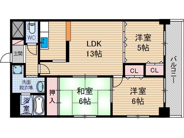 ヌーヴェレールⅢ(3LDK/1階)の間取り写真