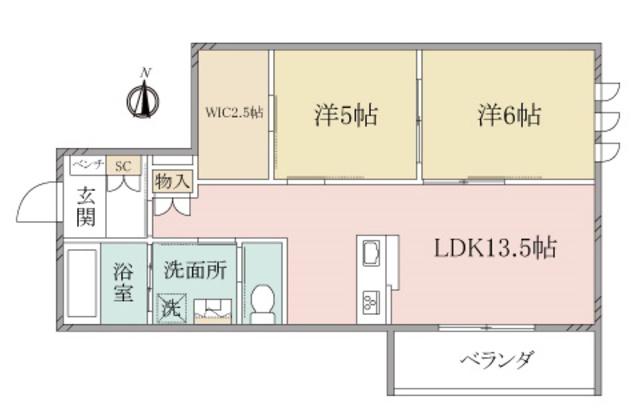 ヘーベルヴィレッジ蕨SHIMANO(2LDK/3階)の間取り写真