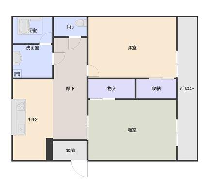 伊勢崎第2コートハウス(2DK/1階)の間取り写真