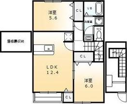 ボーシャルダンB(2LDK/2階)の間取り写真
