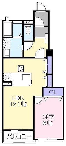 フローレンスB(1LDK/1階)の間取り写真