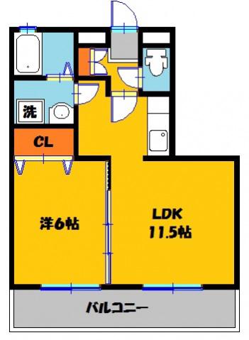プランドール(1LDK/3階)の間取り写真