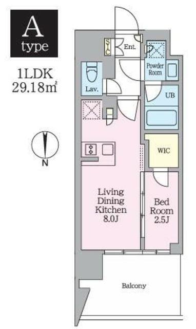 クレストコート東陽町(1LDK/13階)の間取り写真