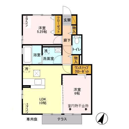 トレ・リザイアA 2LDK(2LDK/1階)の間取り写真