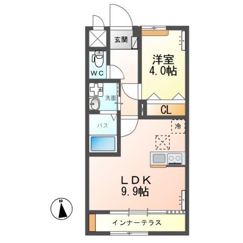 ラウレア(1LDK/1階)の間取り写真