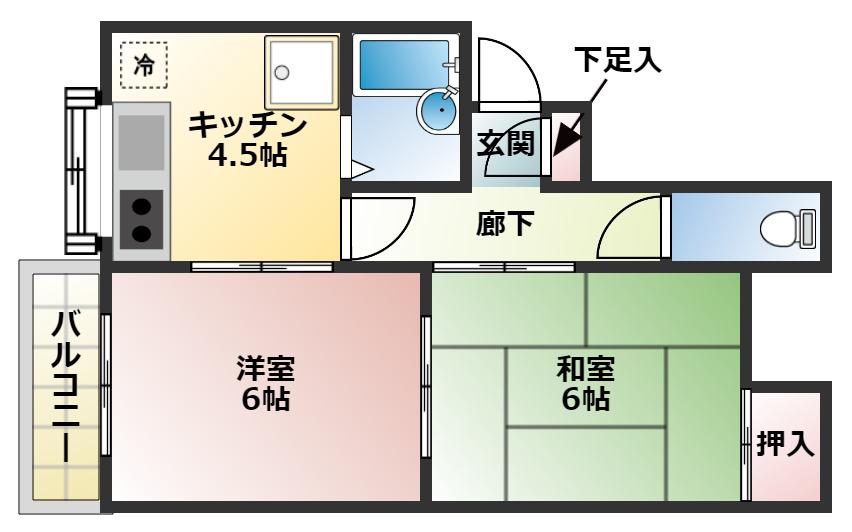 君津アイランド(2DK/2階)の間取り写真