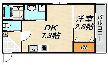 メゾンKPC(1DK/2階)の間取り写真