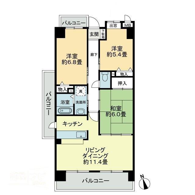 スカールITO(3LDK/7階)の間取り写真