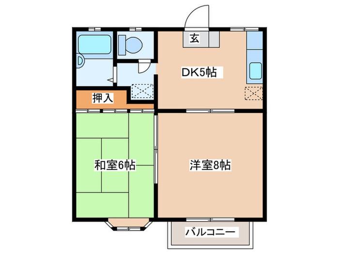 ラ・メゾン陽ざし野(2DK/2階)の間取り写真