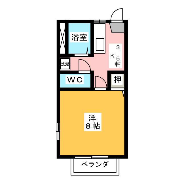 フレグランス杉山C棟(1K/2階)の間取り写真
