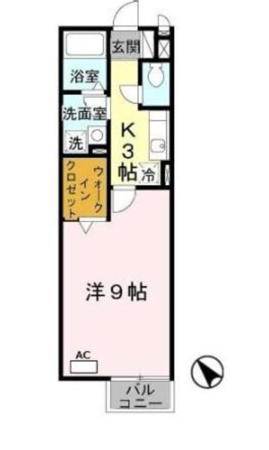 グランパルク・コーズ(1K/1階)の間取り写真