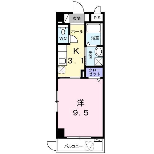 ハッピ―スクエア(1K/1階)の間取り写真