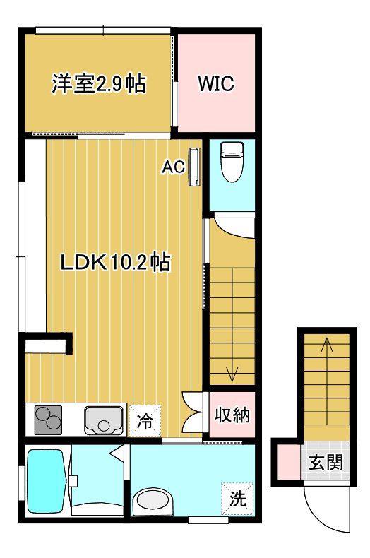AVENIR(1LDK/2階)の間取り写真