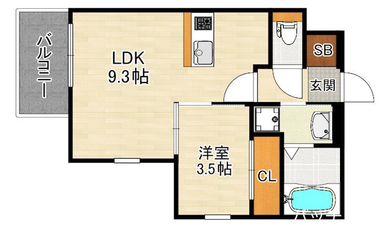 リアンレガーロ井尻駅前弐番館(1LDK/4階)の間取り写真