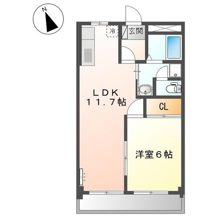 アクロス7122(1LDK/1階)の間取り写真