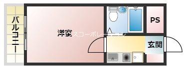 ロールス園田(1K/4階)の間取り写真