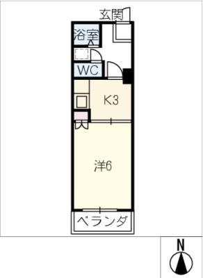 プレステージア(1K/3階)の間取り写真