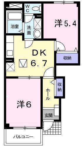 エトワール・バーグA(2DK/1階)の間取り写真