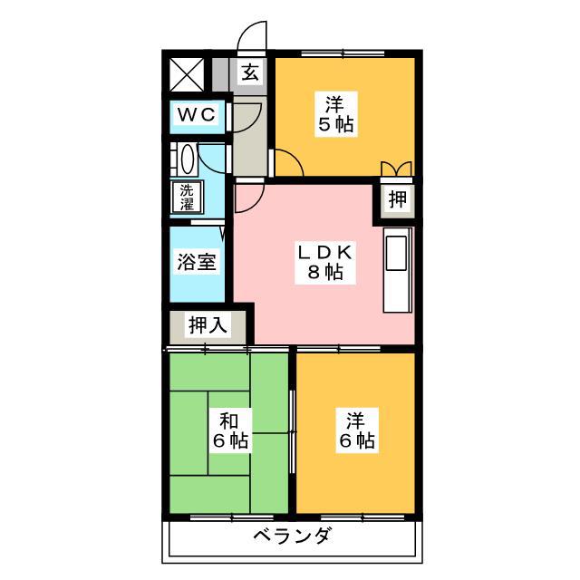 エステート23(3LDK/1階)の間取り写真