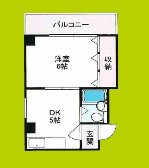 ビックヒル上町(1DK/4階)の間取り写真