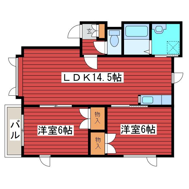 エースティック西岡B(2LDK/2階)の間取り写真