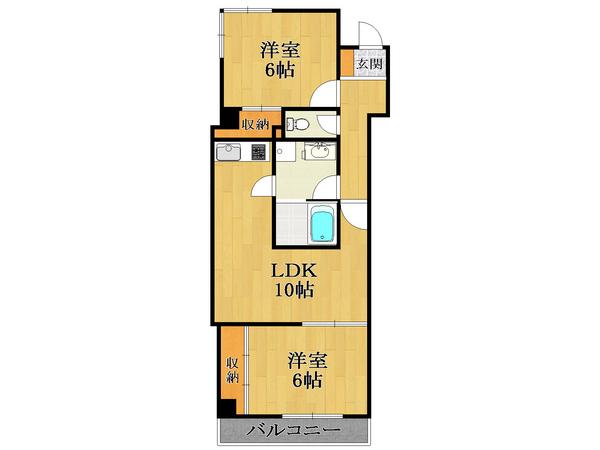 エスポワール若草2(2LDK/3階)の間取り写真